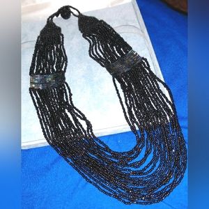 Vintage Women's Multi-Strand Beaded Waterfall Bib Necklace